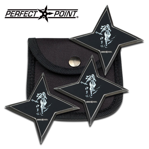 Ancient Samurai Throwing Star Black Shuriken Knife 3 Piece Set - Tophatter's Army Products & Self Defense Collectible Weapons - Tophatter Daily Deals